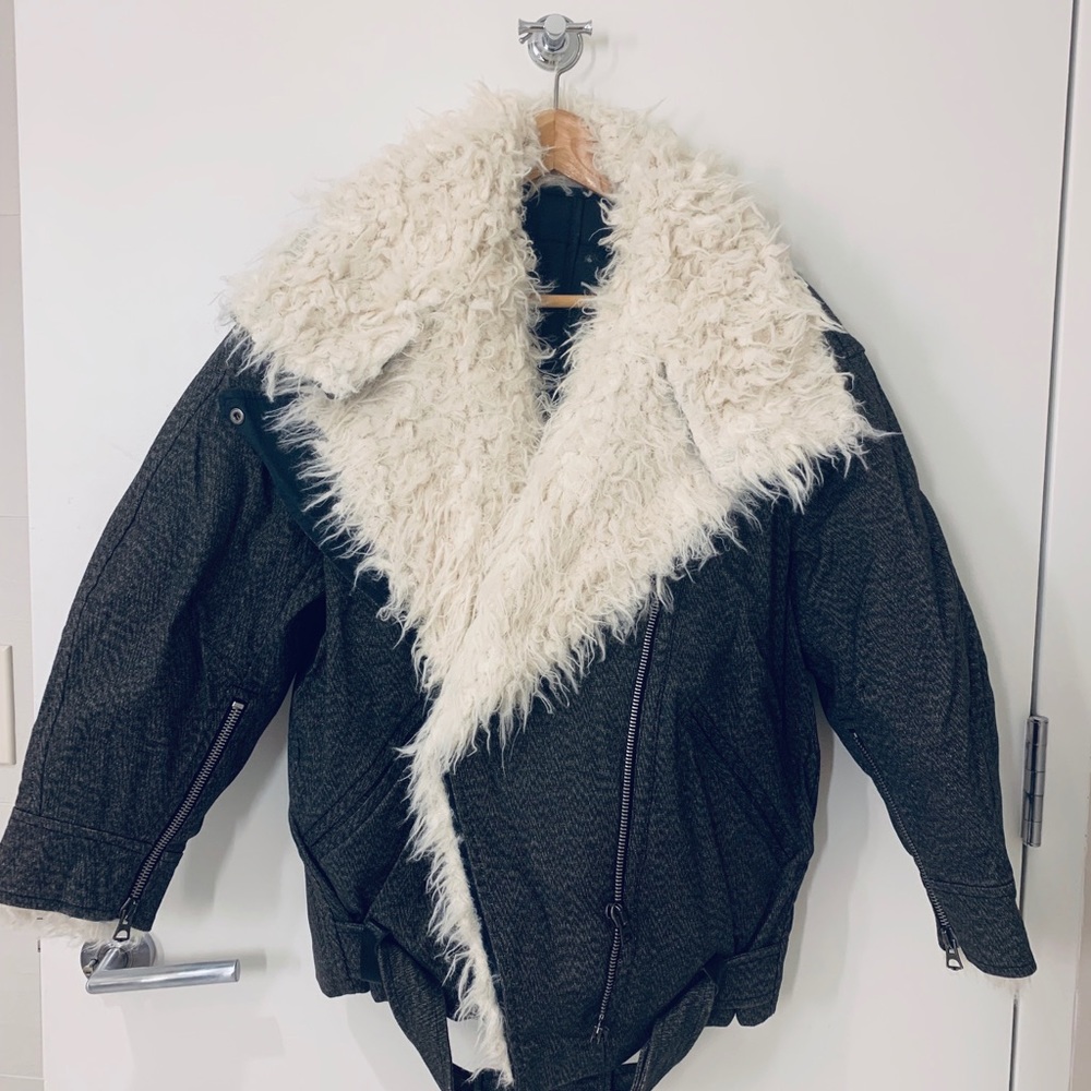 Isabel Marant Rejane Oversized Cotton Biker Jacket - Picture 7 of 8